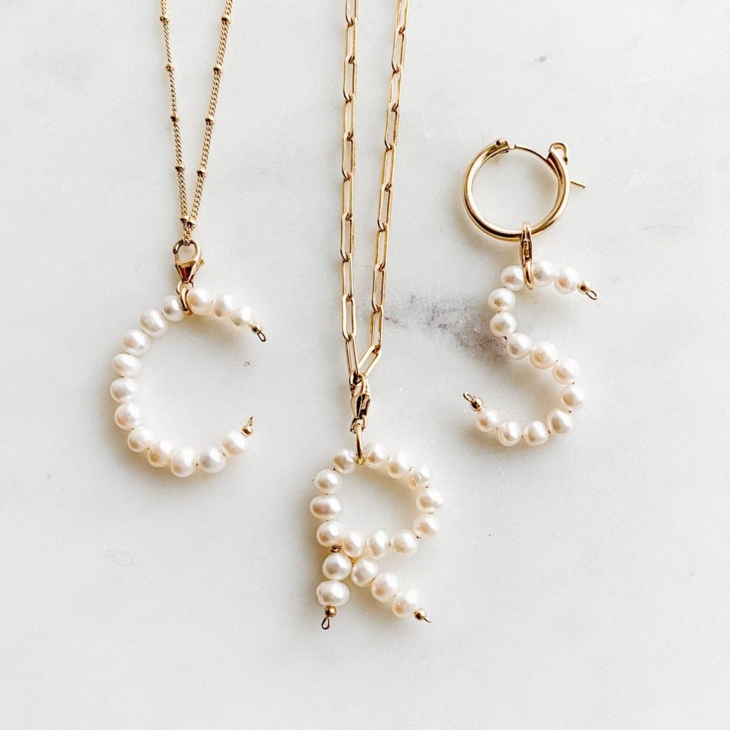 Pearl Letter Pendant - Everly - Adorned by Ruth