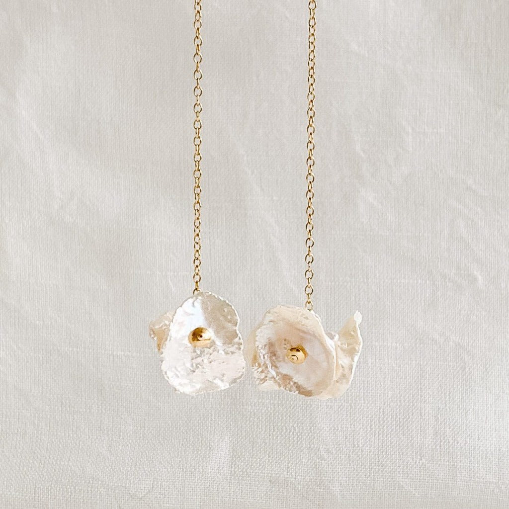Petal Pearl Chain Drop Earrings - Adorned by Ruth