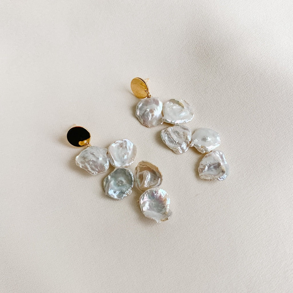 Petal Pearl Drop Earrings - Adorned by Ruth