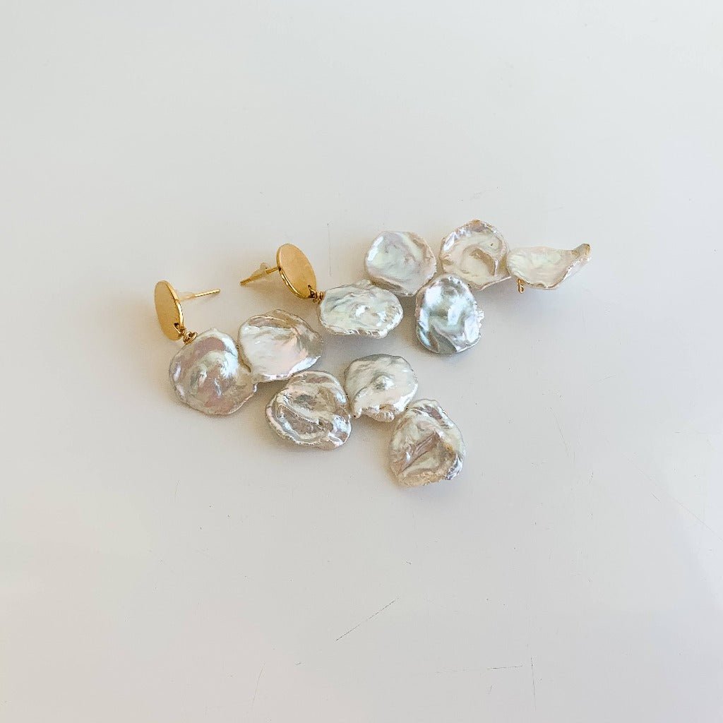 Petal Pearl Drop Earrings - Adorned by Ruth