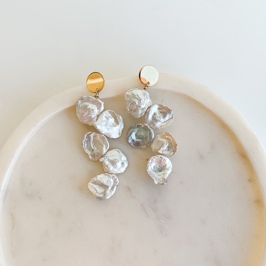 Petal Pearl Drop Earrings - Adorned by Ruth
