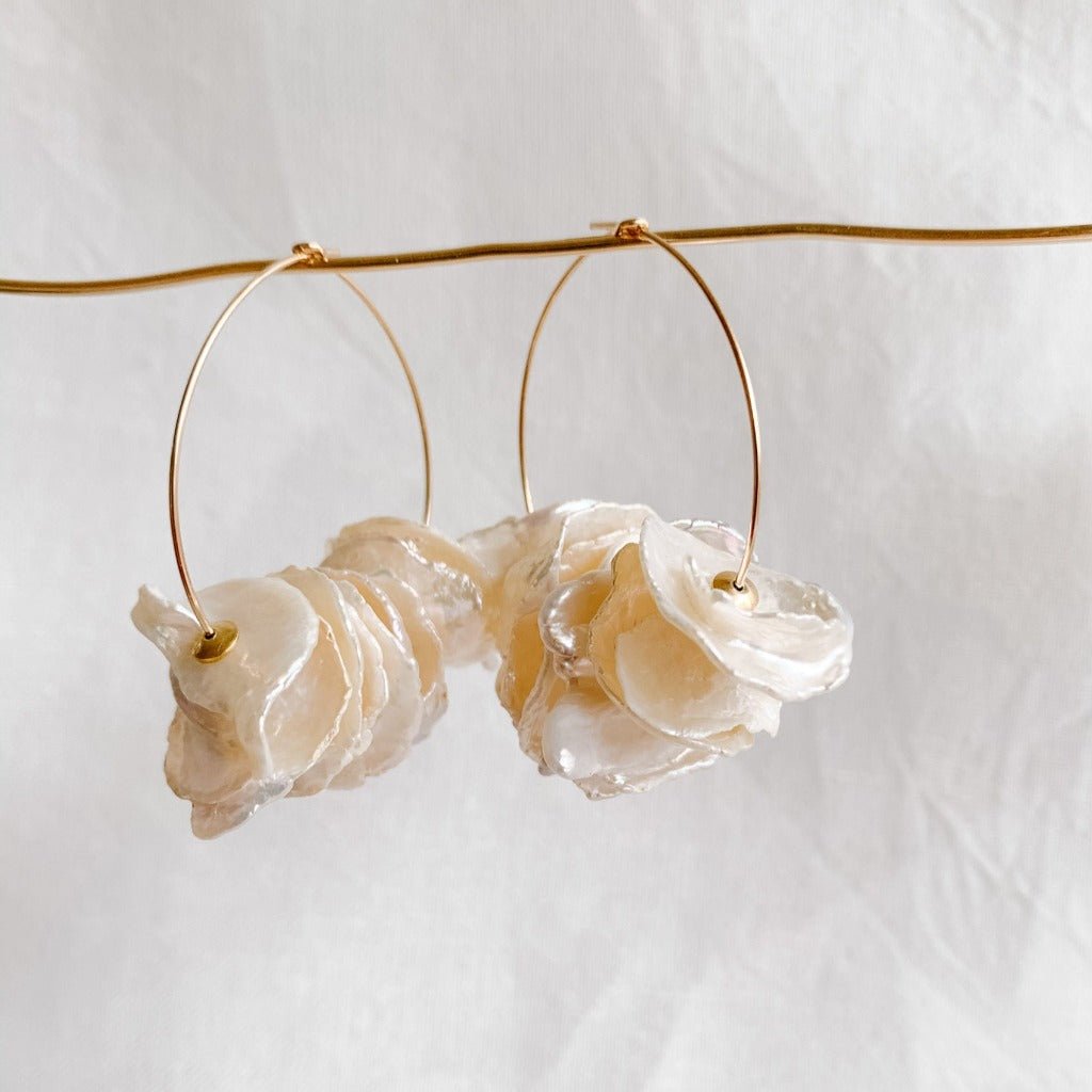 Petal Pearl Hoop Earrings - Joy - Adorned by Ruth