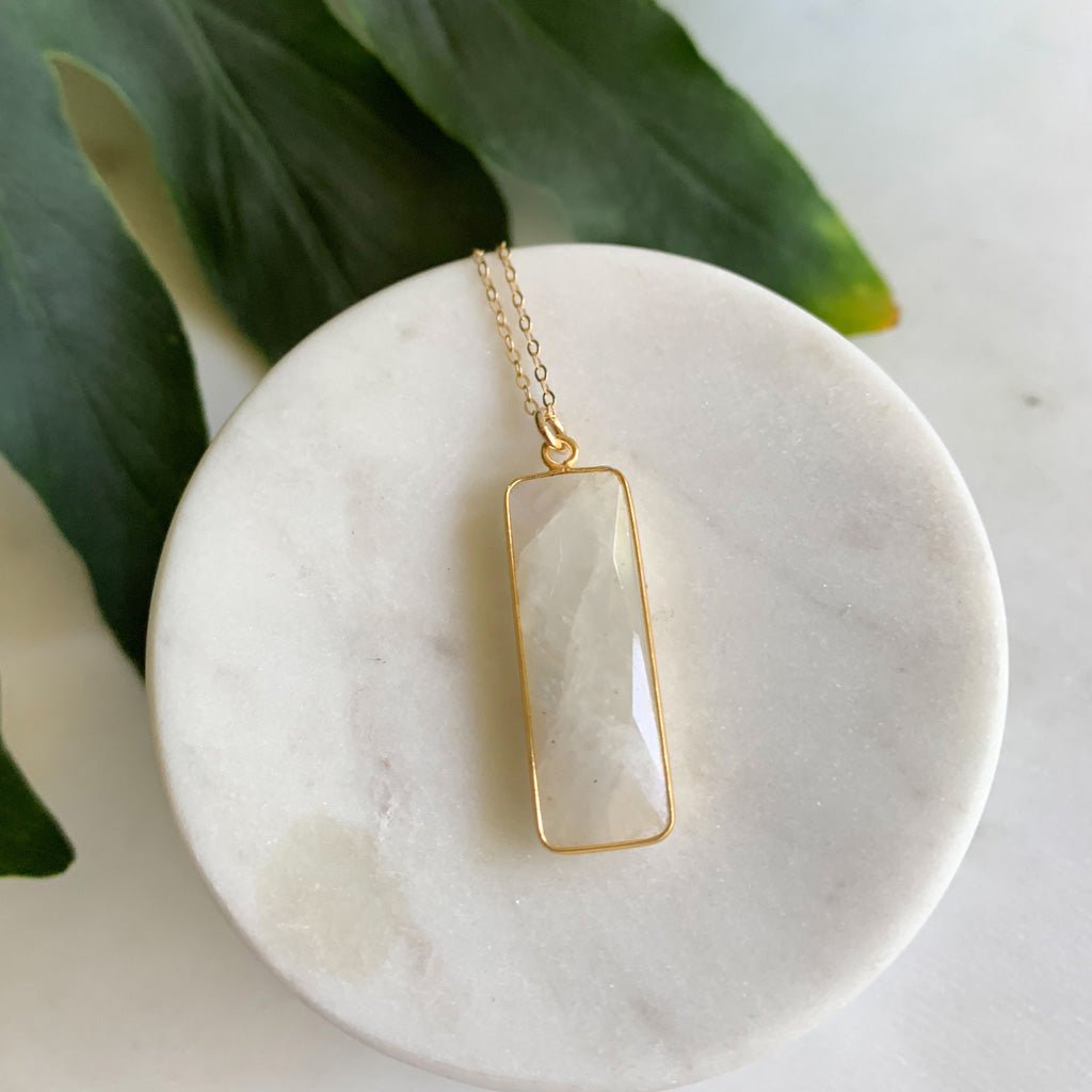 Rainbow Moonstone Pendant Necklace - Adorned by Ruth