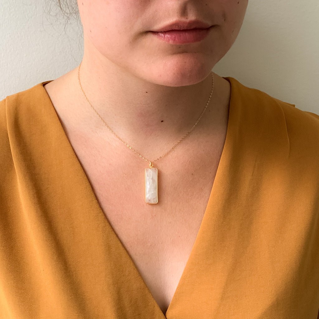 Rainbow Moonstone Pendant Necklace - Adorned by Ruth