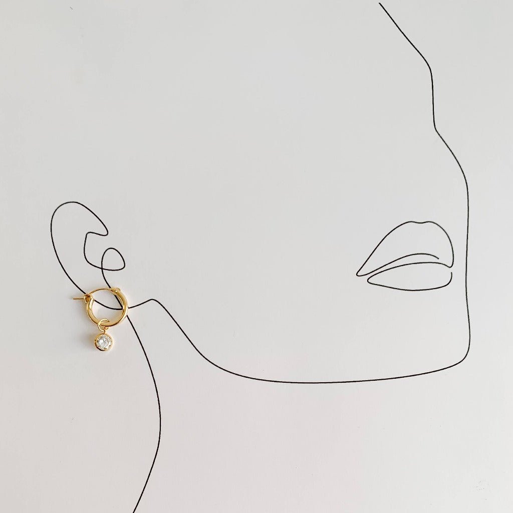 Single Bezel Cubic Zirconia Hoop Charm - Adorned by Ruth