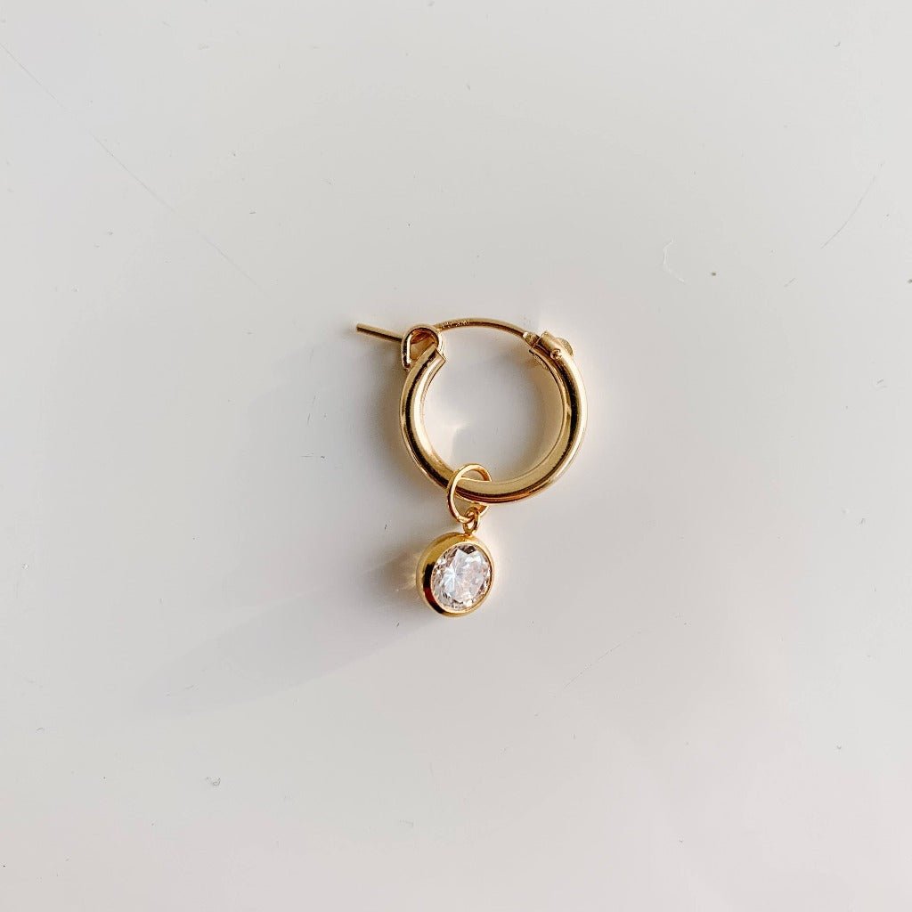 Single Bezel Cubic Zirconia Hoop Charm - Adorned by Ruth