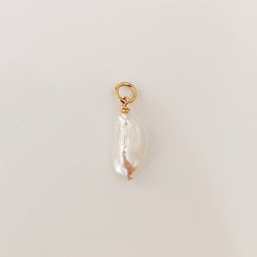Single Biwa Pearl Hoop Pendant Charm - Adorned by Ruth