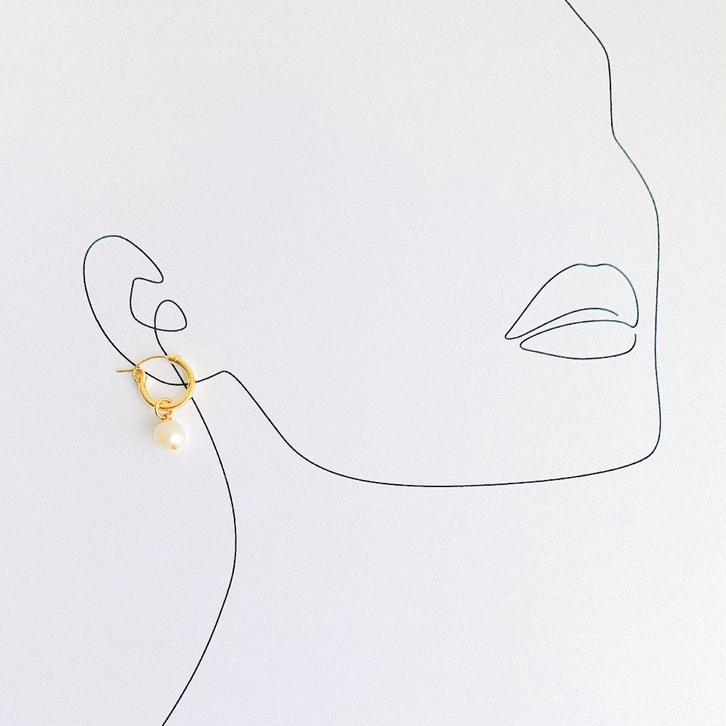 Single Pearl Hoop Charm - Adorned by Ruth