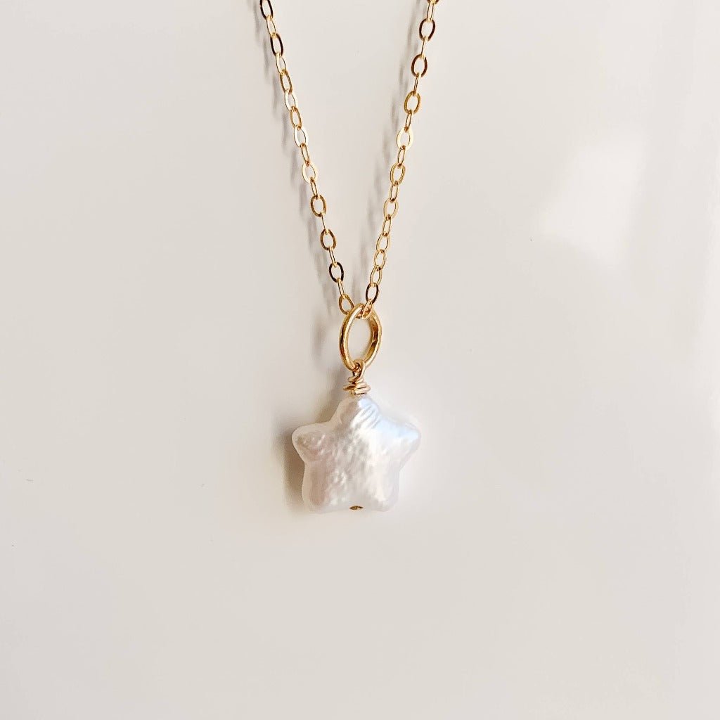 Single Star Pearl Hoop Pendant Charm - Adorned by Ruth