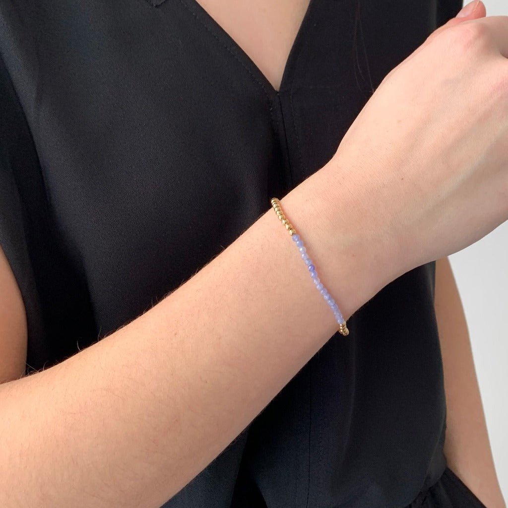 Tanzanite Gold Bead Bracelet - Adorned by Ruth