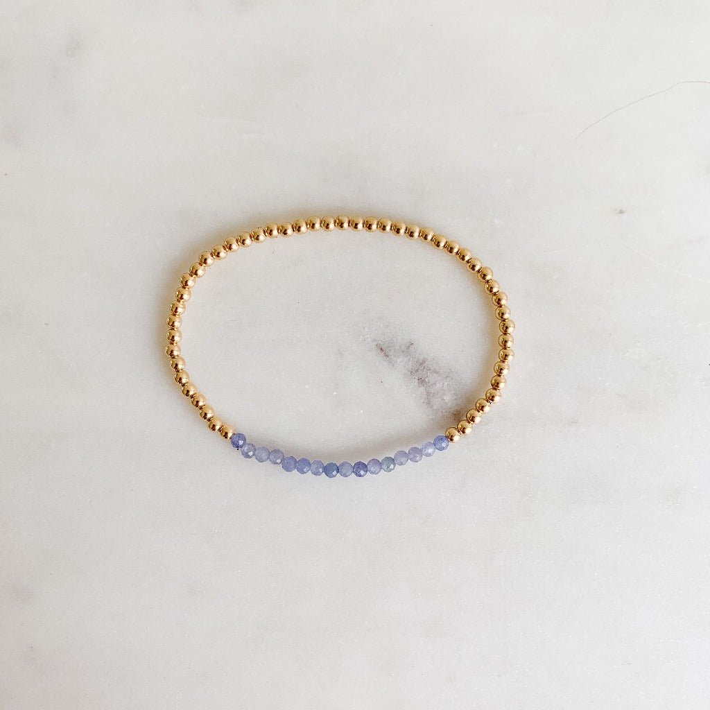 Tanzanite Gold Bead Bracelet - Adorned by Ruth