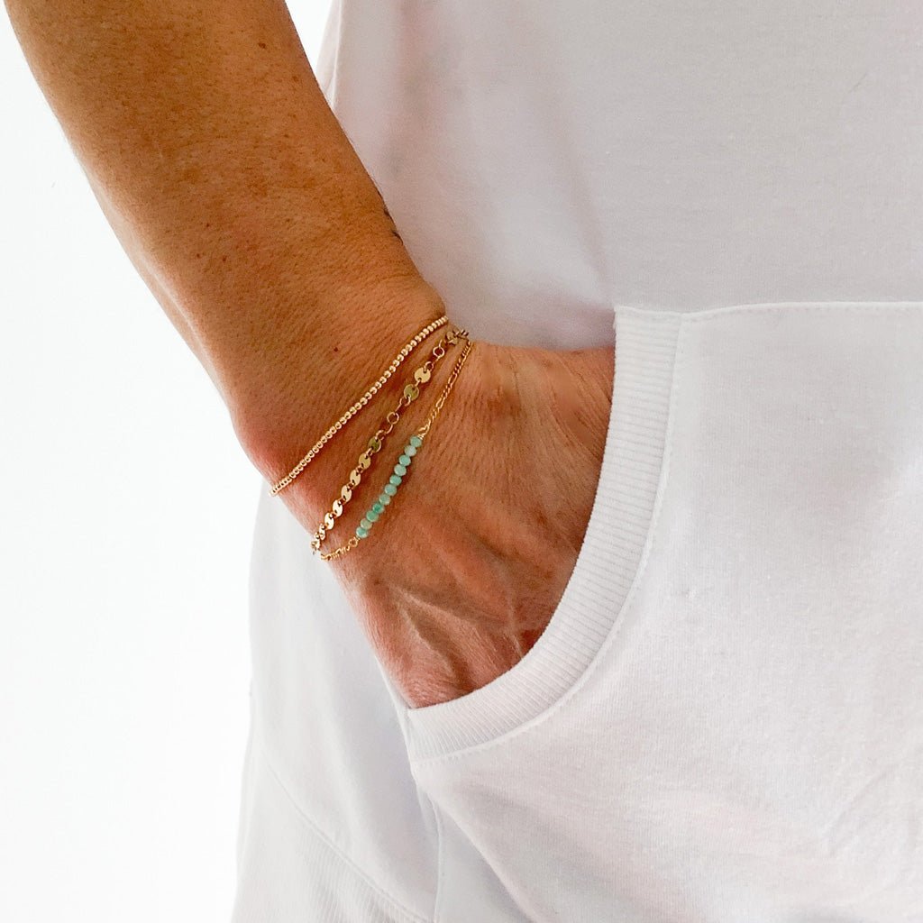 Tiny Gemstone Gold Chain Bracelet - Phryne - Adorned by Ruth