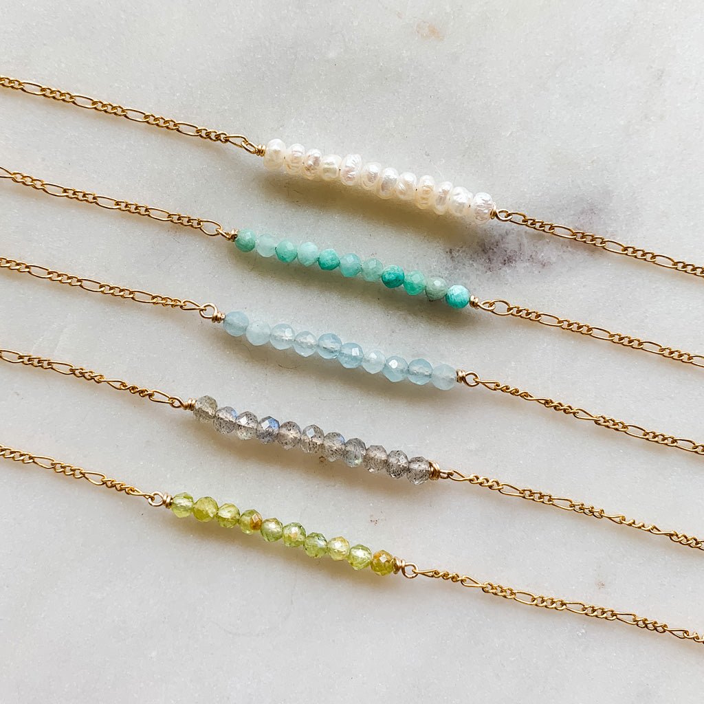 Tiny Gemstone Gold Chain Bracelet - Phryne - Adorned by Ruth