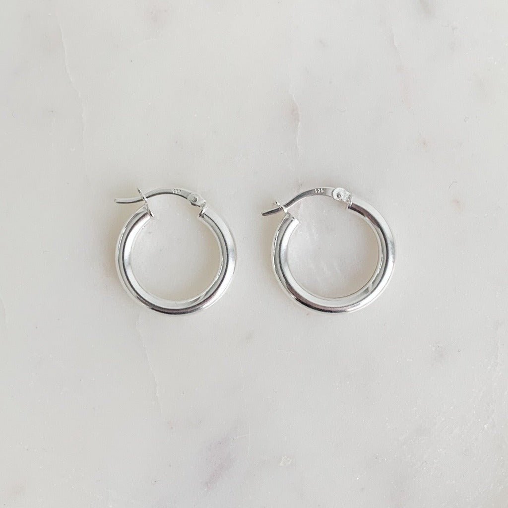 Tube Hoop Earrings - Sterling Silver - Adorned by Ruth