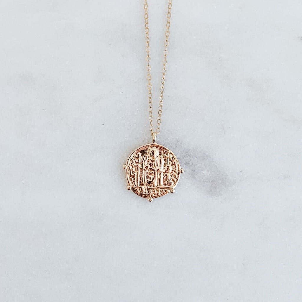Vintage gold coin necklace on sale
