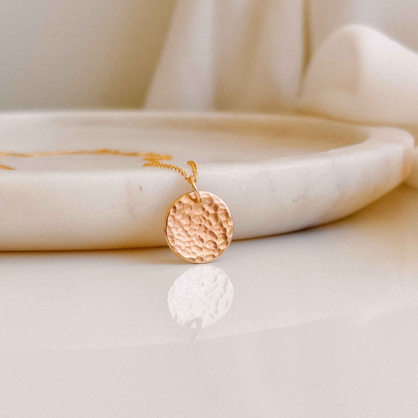 Hammered Disc Pendant Necklace - Reagan