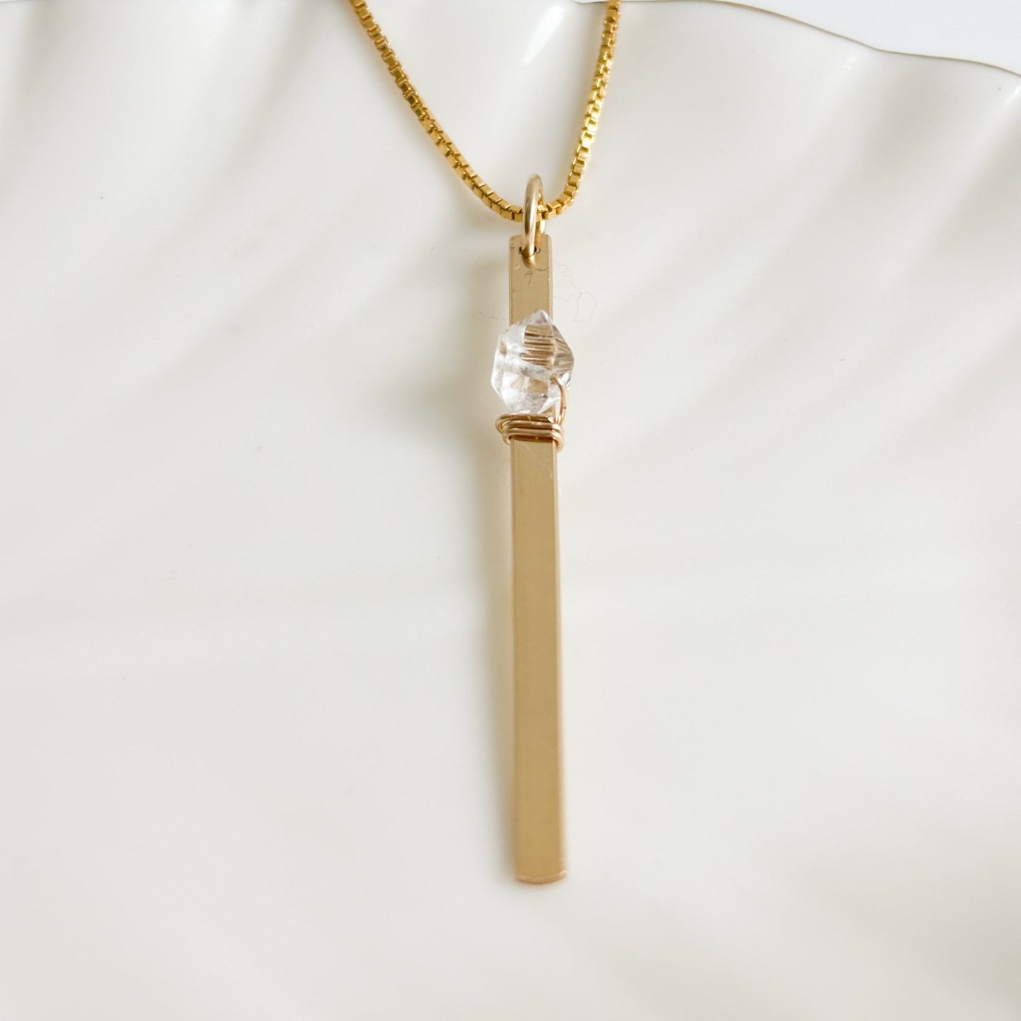 Herkimer Diamond Vertical Bar Necklace