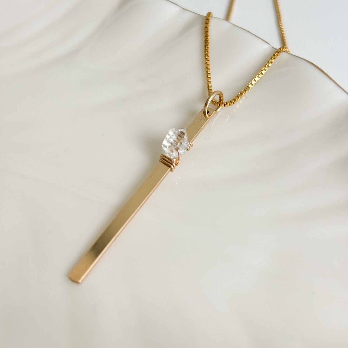 Herkimer Diamond Vertical Bar Necklace