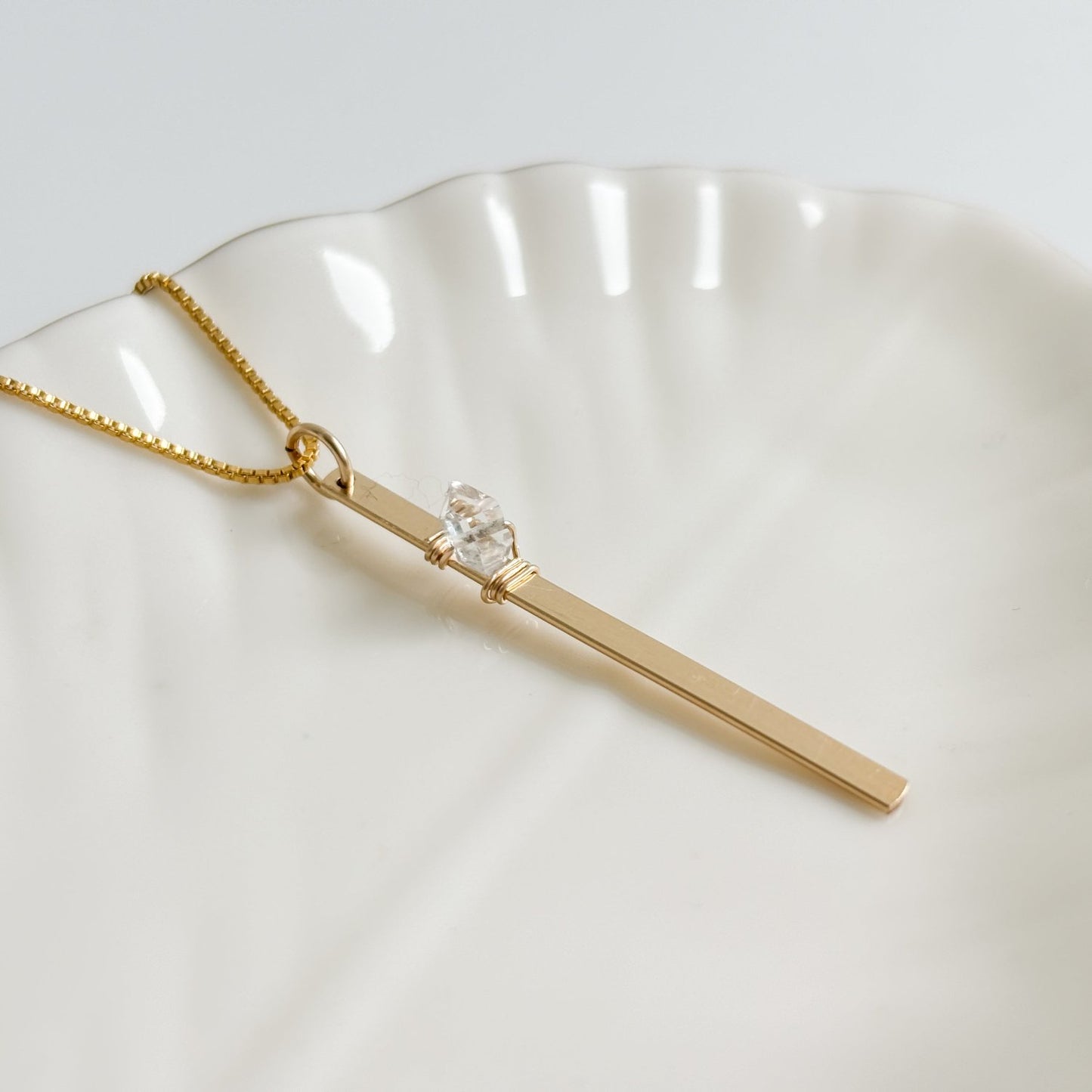 Herkimer Diamond Vertical Bar Necklace