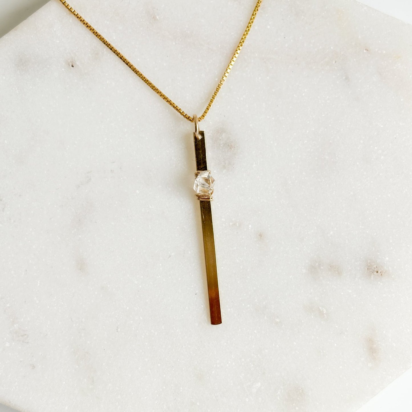 Herkimer Diamond Vertical Bar Necklace