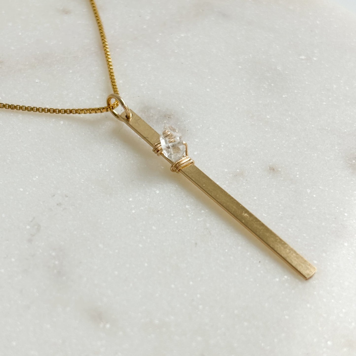 Herkimer Diamond Vertical Bar Necklace