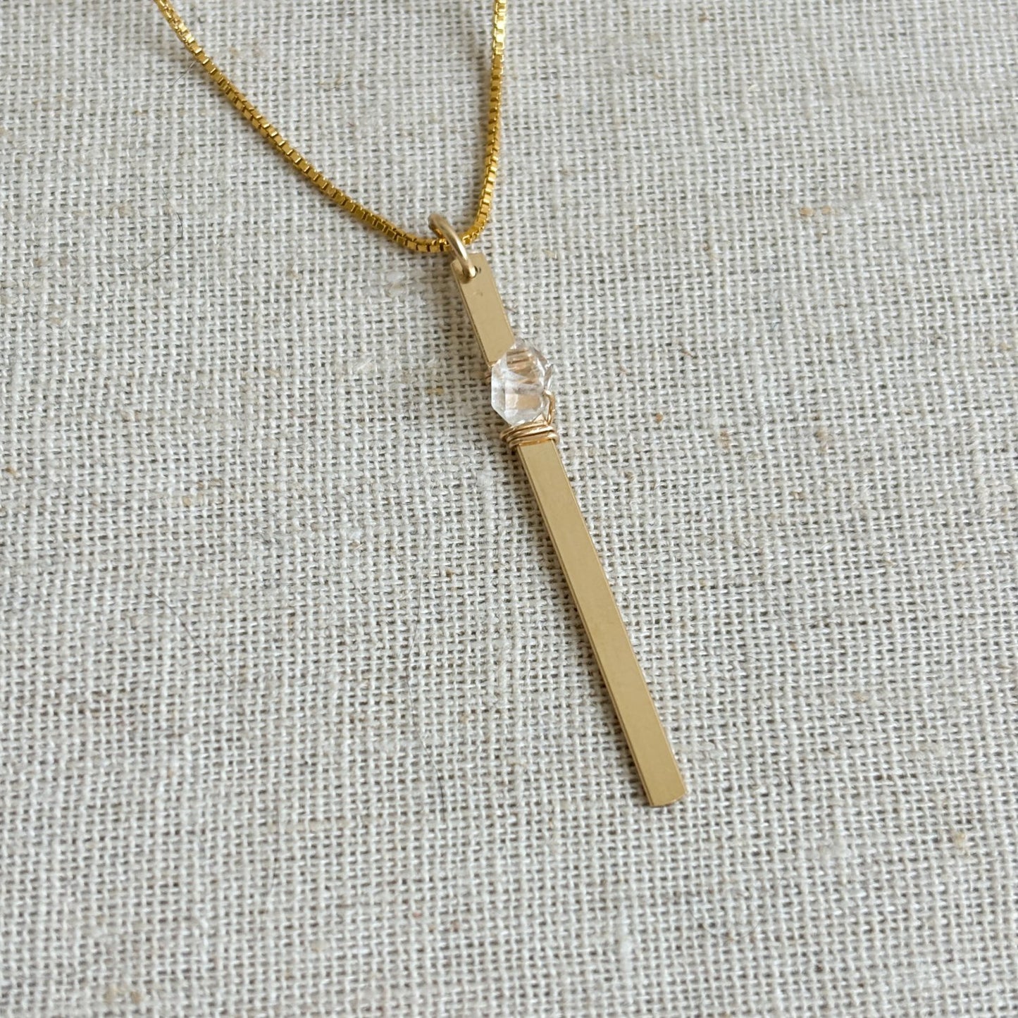 Herkimer Diamond Vertical Bar Necklace