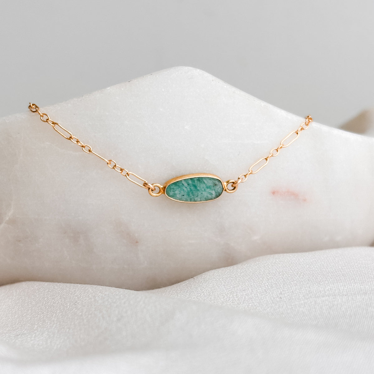 Cynisca Amazonite Gold Chain Bracelet