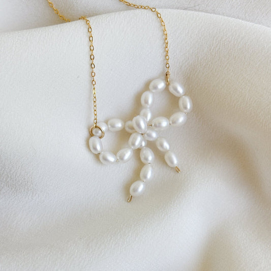 Pearl Bow Pendant Necklace