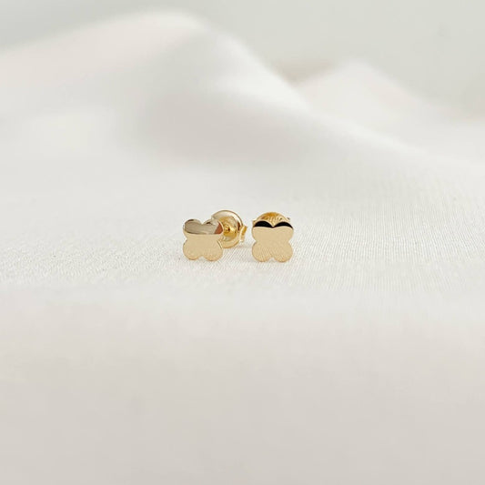 tiny 10k yellow gold four leaf clover stud earrings - Adorned By Ruth