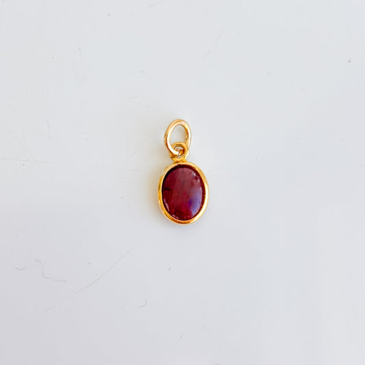 14k Gold Filled Garnet Bezel Charm | January Birthstone Pendant | Deep Red Gemstone for Hoops & Necklaces