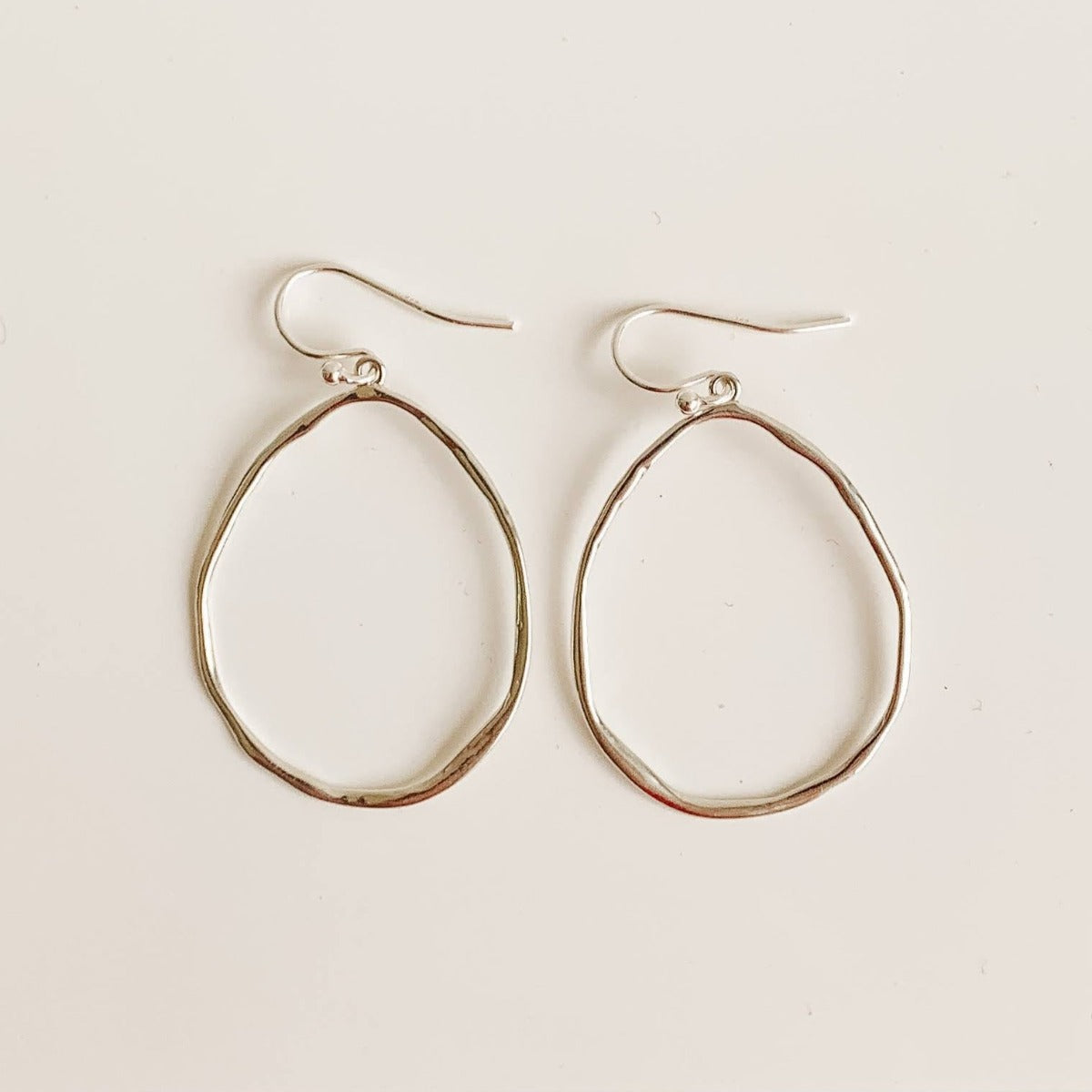 large open teardrop hoop earrings in sterling silver