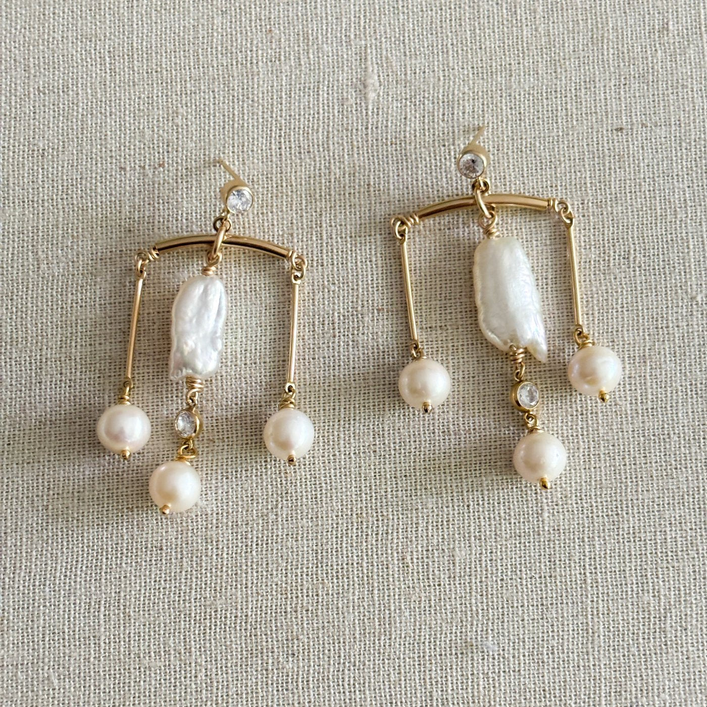 Mixed Pearl Chandelier Earrings