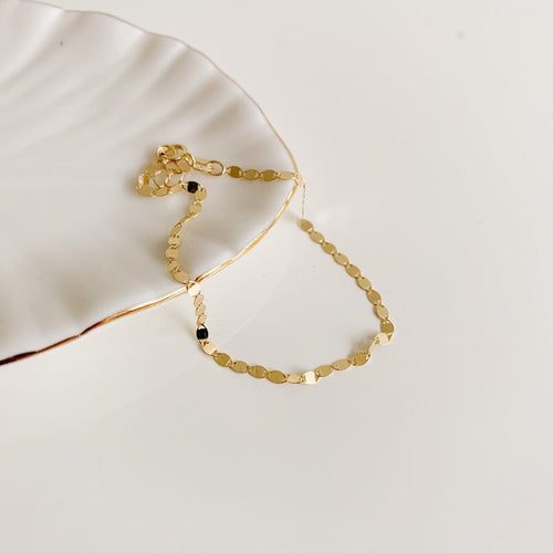 10k Gold Flat Link Chain Bracelet - Adorned by Ruth
