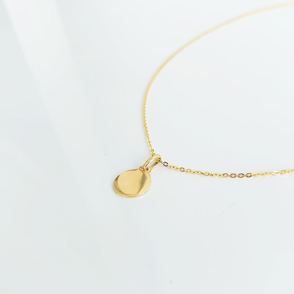 10K Yellow Gold Small Charm Disc Necklace - Adorned by Ruth