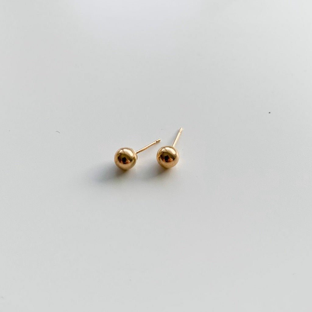 Ball Stud Earrings - 10K Solid Gold - Adorned by Ruth