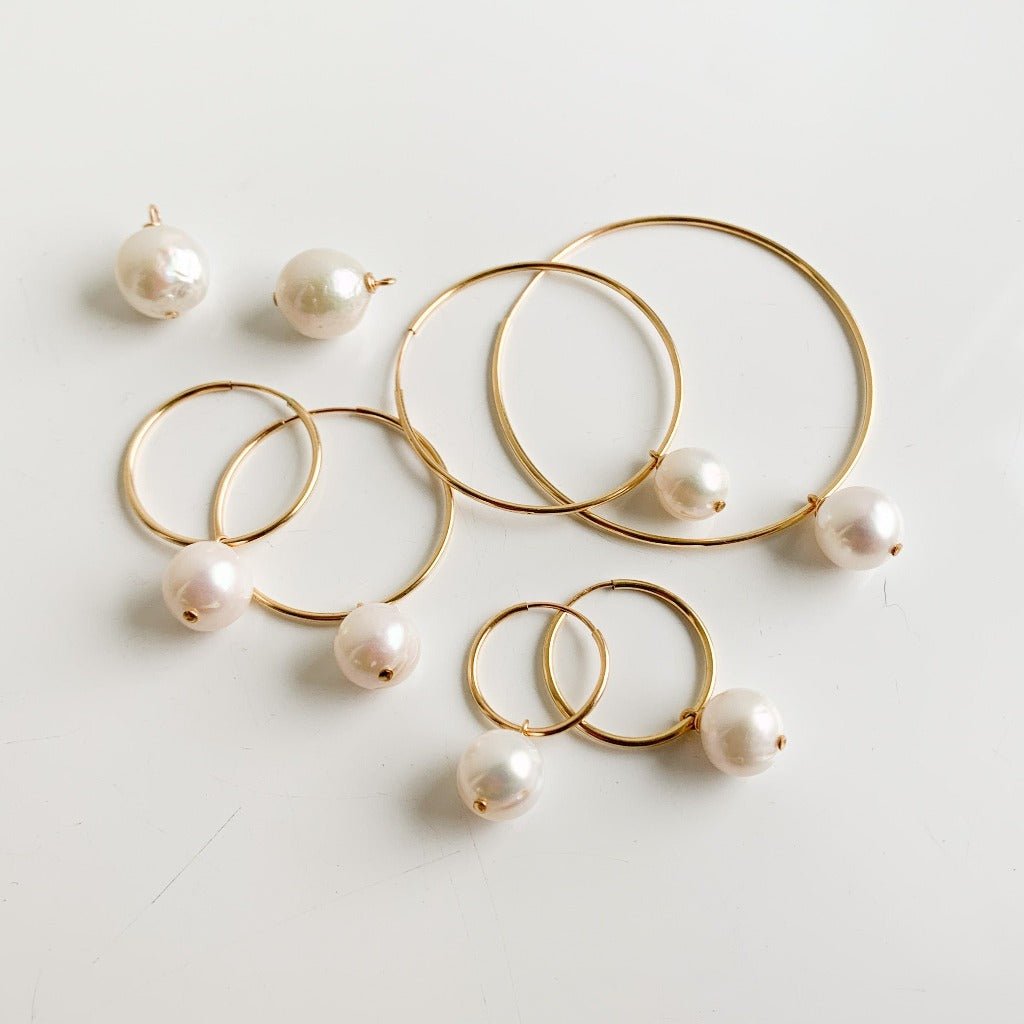 Baroque Pearl Hoop Earrings - Glenys - Adorned by Ruth
