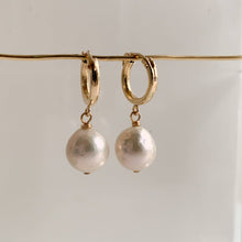 Load image into Gallery viewer, Baroque Pearl Huggie Earrings - Reagan - Adorned by Ruth
