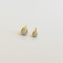 Load image into Gallery viewer, Bezel Set Opal Solitaire Stud Earrings - Adorned by Ruth
