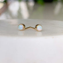 Load image into Gallery viewer, Bezel Set Opal Solitaire Stud Earrings - Adorned by Ruth
