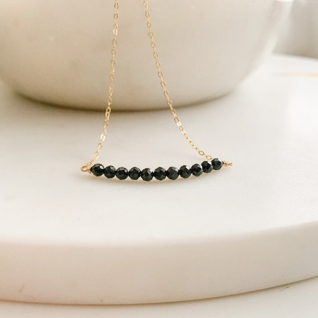 Black Spinel Pendant Necklace - Adorned by Ruth