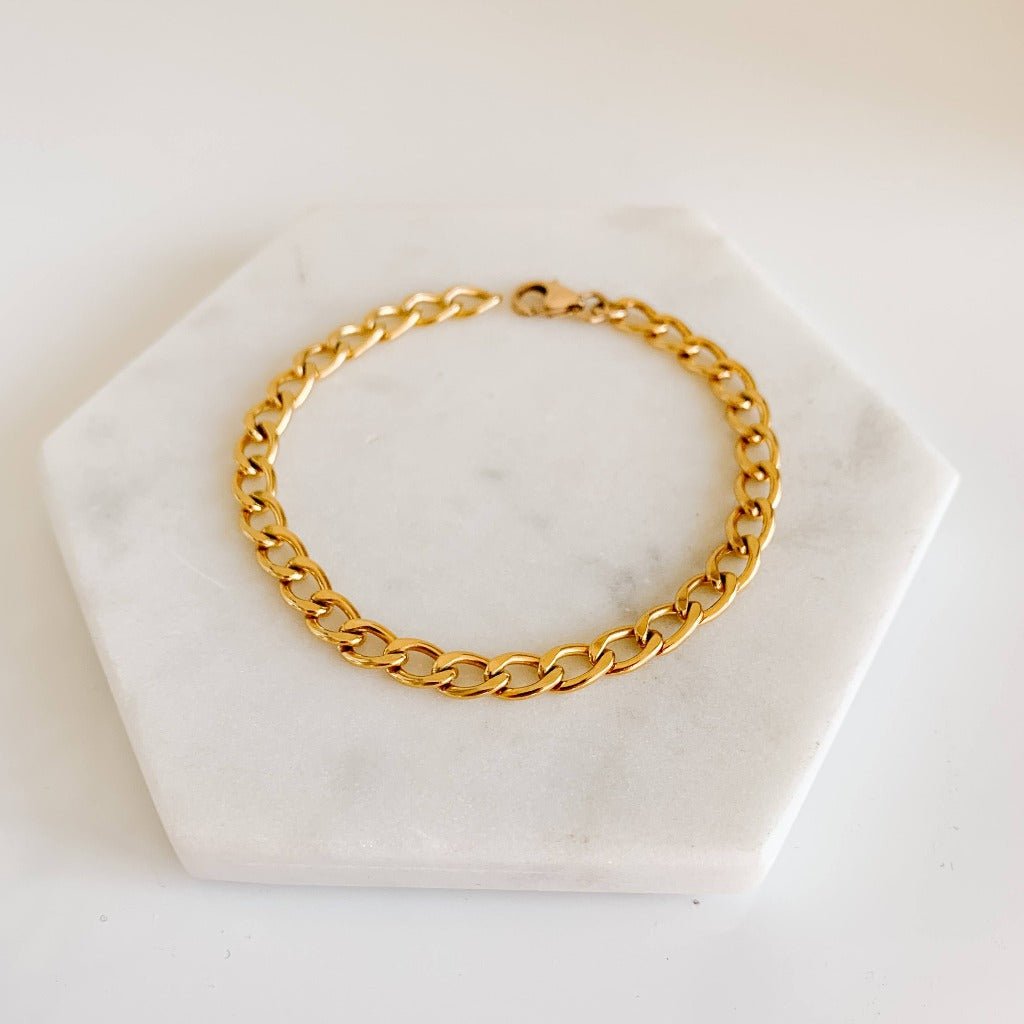 Bold Link Curb Chain Bracelet - Gold - Adorned by Ruth