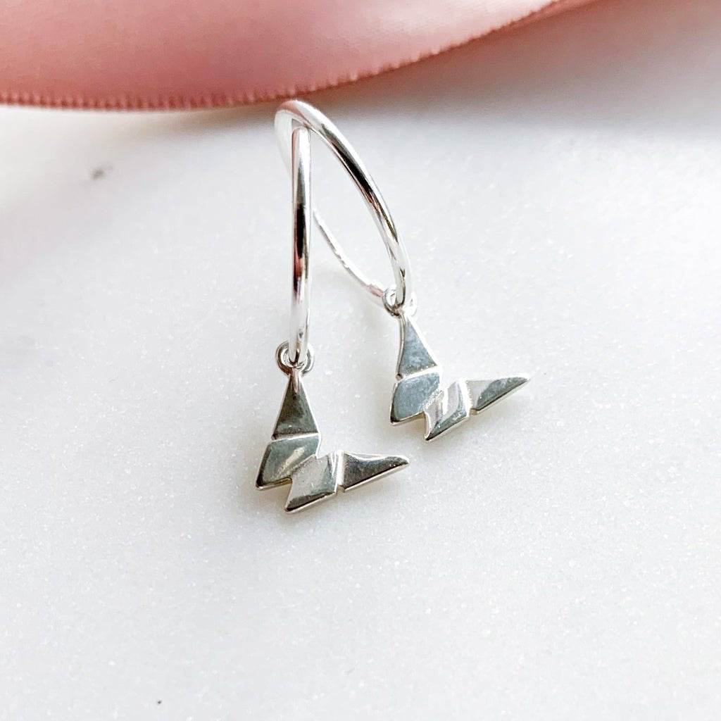 Butterfly Charm Hoop Earrings in Silver - Adorned by Ruth