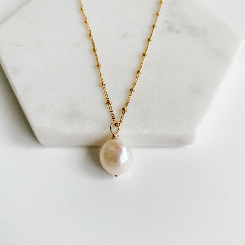 Cari Single Pearl Drop Necklace - Adorned by Ruth
