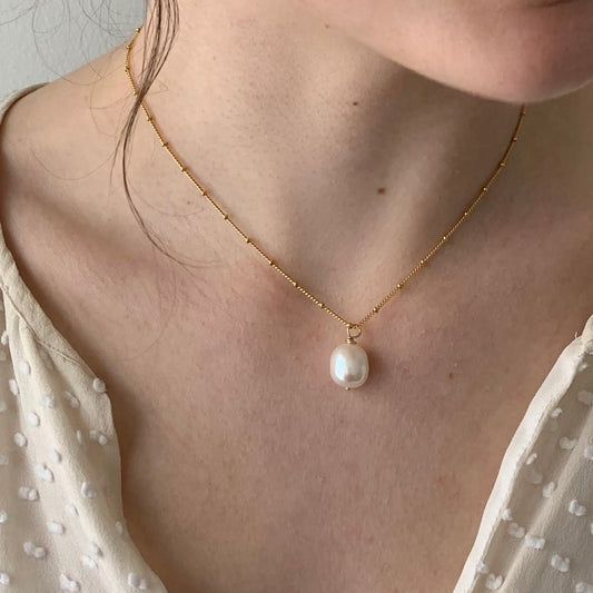 Cari Single Pearl Drop Necklace - Adorned by Ruth