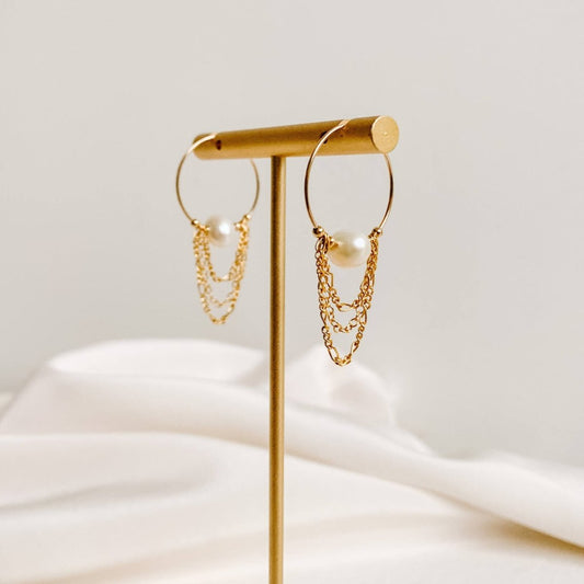 Chains and Pearls Chandelier Earrings - Darcy - Adorned by Ruth