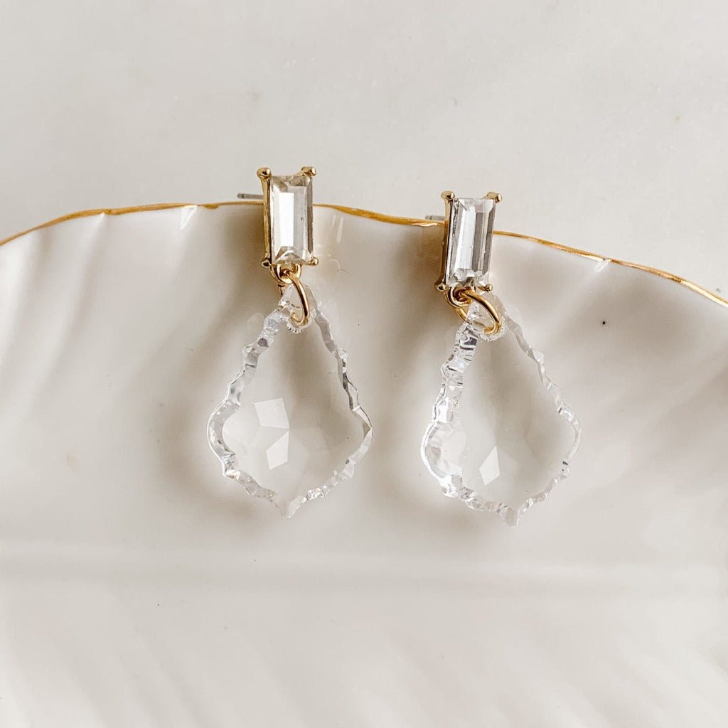 Clear Crystal Drop Earrings - Sabrina - Adorned by Ruth