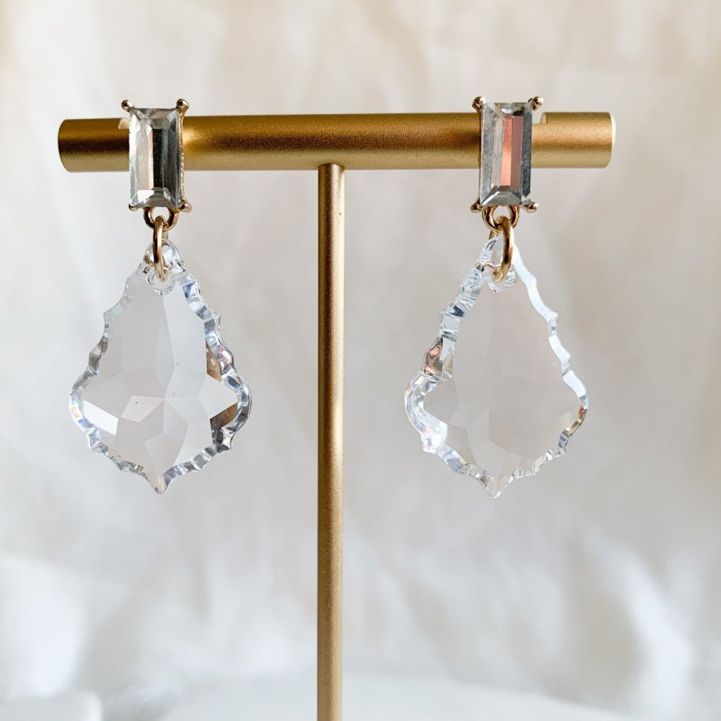 Clear Crystal Drop Earrings - Sabrina - Adorned by Ruth