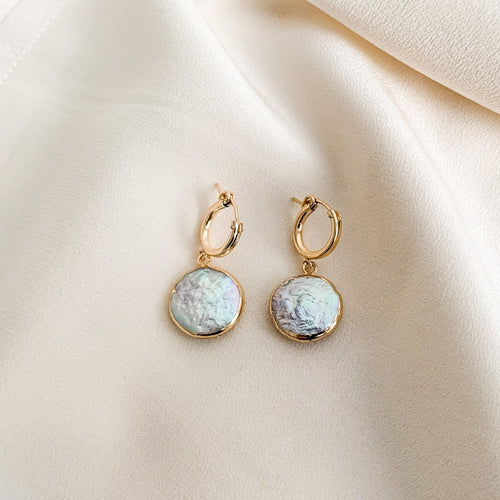Coin Pearl Huggie Earrings - Adorned by Ruth