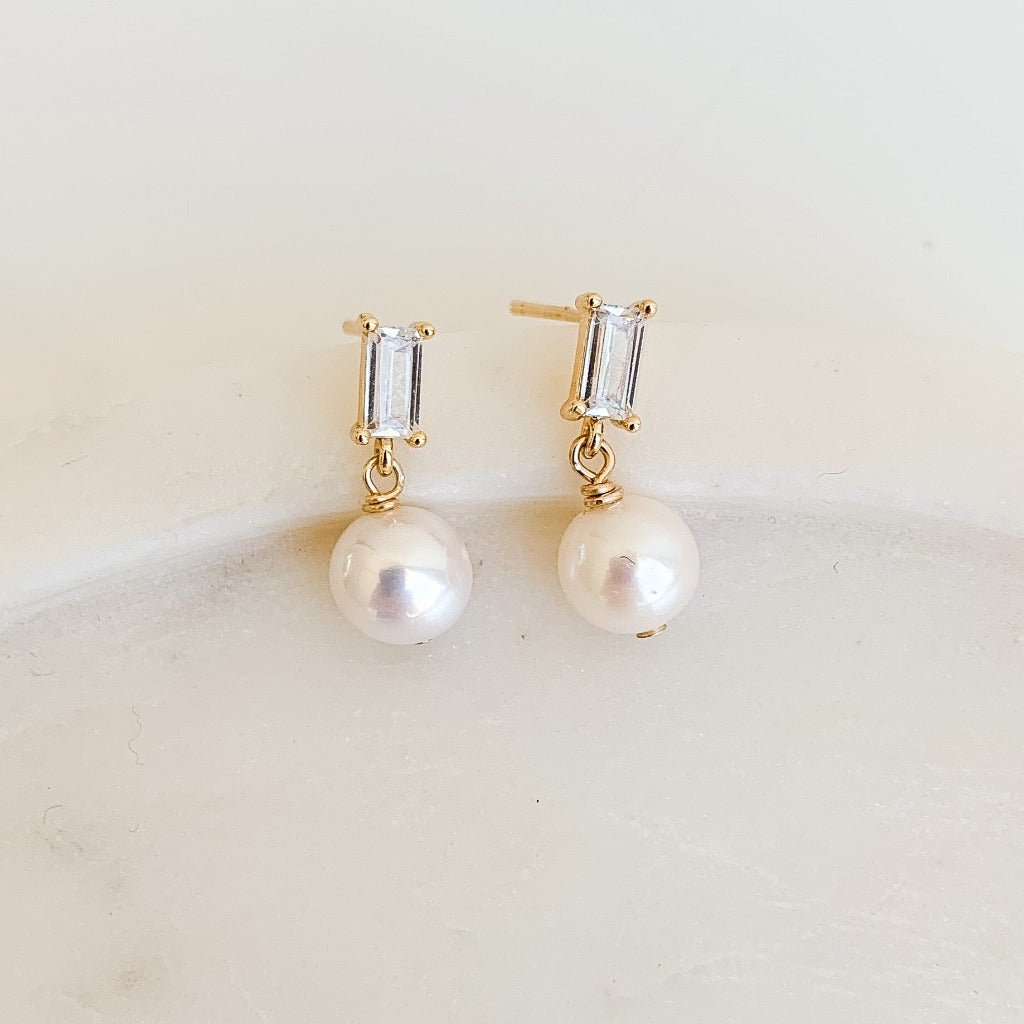 Cubic Zirconia and Pearl Drop Earrings - Adorned by Ruth
