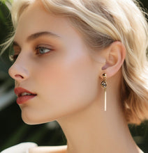 Load image into Gallery viewer, Cubic Zirconia Linear Bar Drop Earrings - Adorned by Ruth
